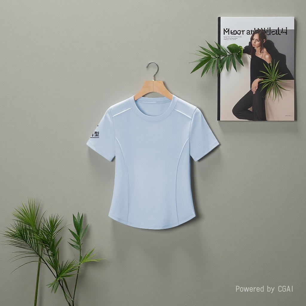 2026 Women's Wear mercerized cotton shoulder slimming short-sleeved T-shirt, women's design sense, niche and unique, fishbone anti-wrinkle top garment 105559697 Application Scenario