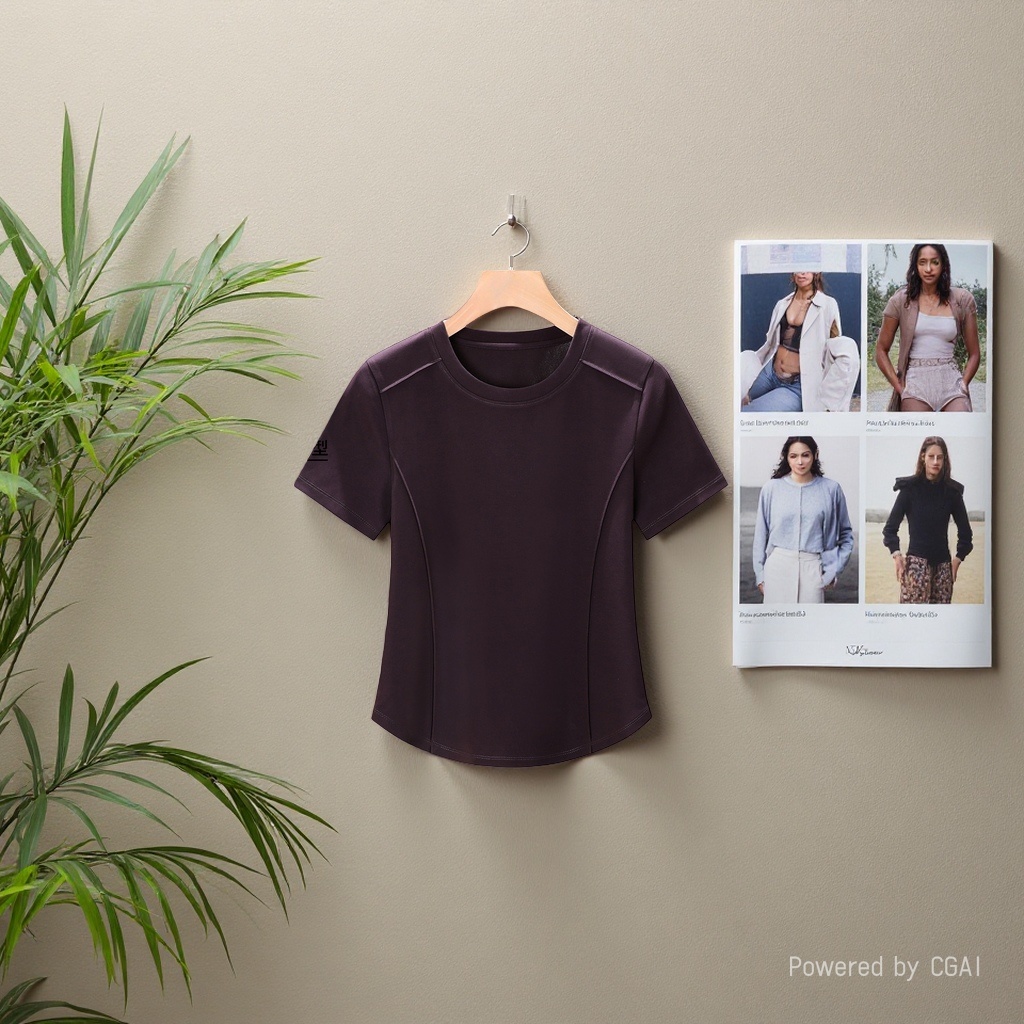 2026 Women's Wear mercerized cotton shoulder slimming short-sleeved T-shirt for women, with a unique and unique design sense, fishbone anti-wrinkle top. 105655966 Application Scenario