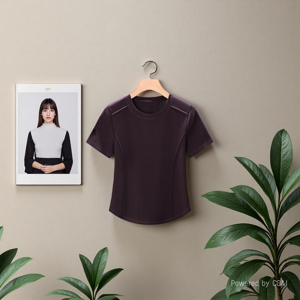 2026 Women's Wear mercerized cotton shoulder slimming short-sleeved T-shirt for women, with a unique and unique design sense, fishbone anti-wrinkle top. 105655966 Specification image