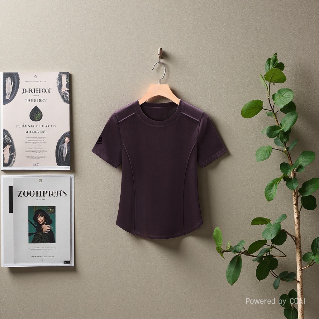 2026 Women's Wear mercerized cotton shoulder slimming short-sleeved T-shirt for women, with a unique and unique design sense, fishbone anti-wrinkle top. 105655966