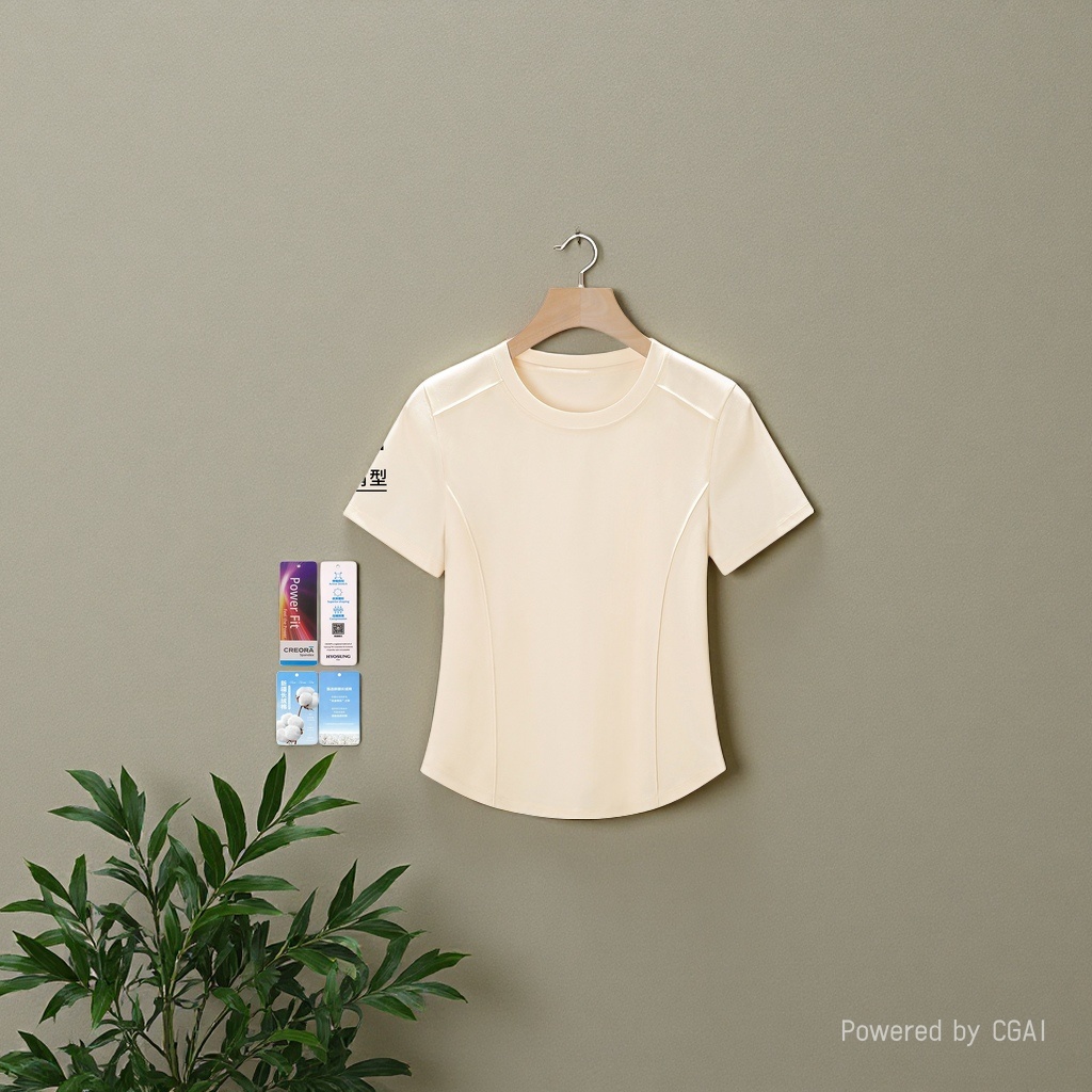 2026 Women's Wear mercerized cotton shoulder fitted short-sleeved T-shirt for women, with a unique and unique design sense, fishbone anti-wrinkle top. 105834481 Application Scenario