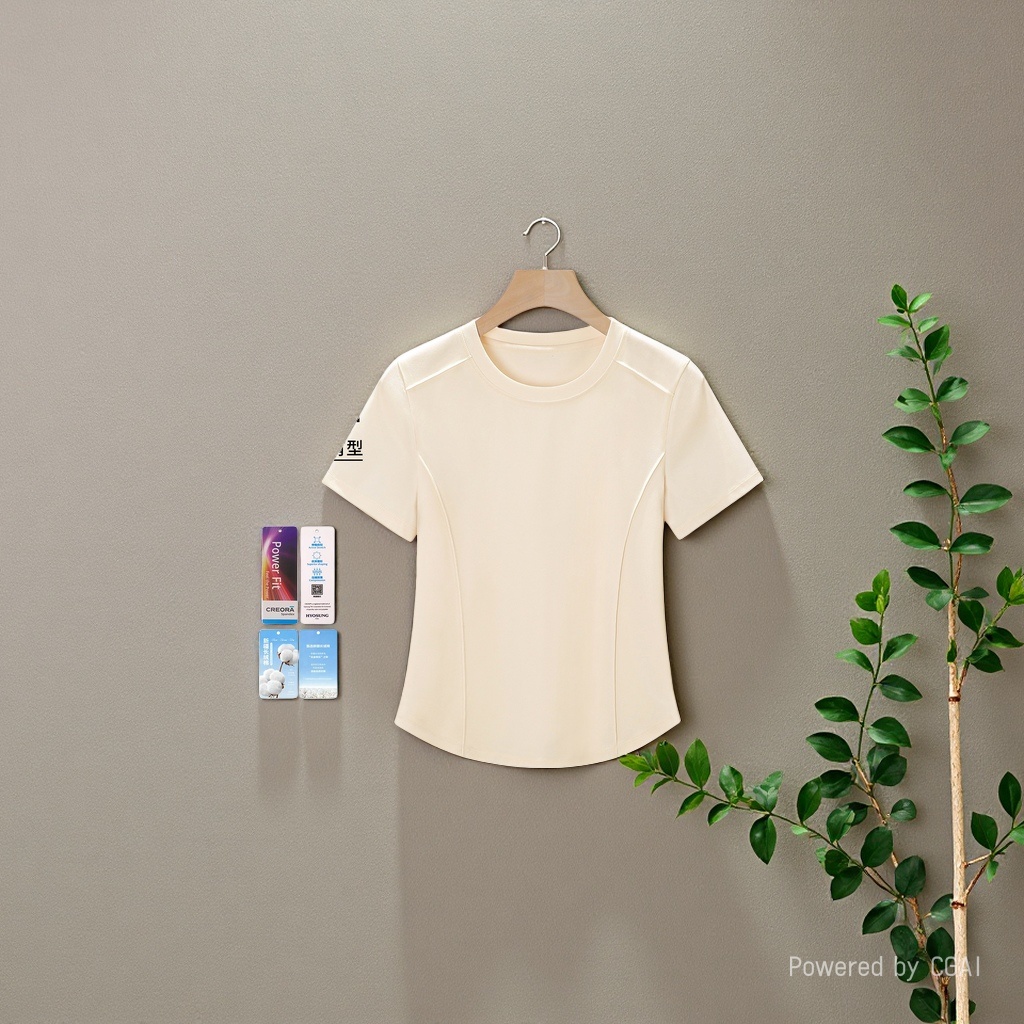 2026 Women's Wear mercerized cotton shoulder fitted short-sleeved T-shirt for women, with a unique and unique design sense, fishbone anti-wrinkle top. 105834481