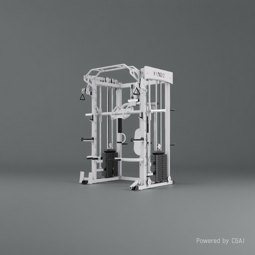 White multi-functional fitness rack, other fitness equipment, household adjustable training stand J004F Specification image