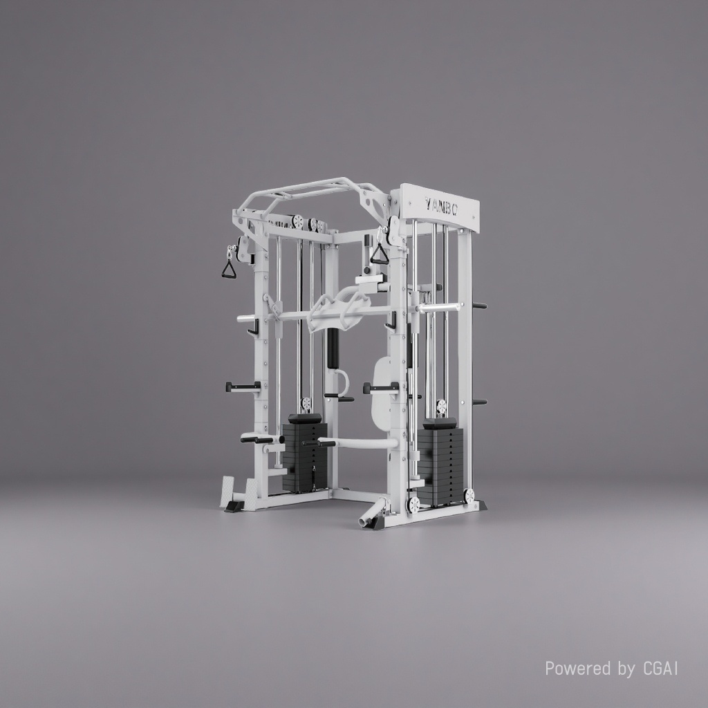 White multi-functional fitness rack, other fitness equipment, household adjustable training stand J004F details Picture