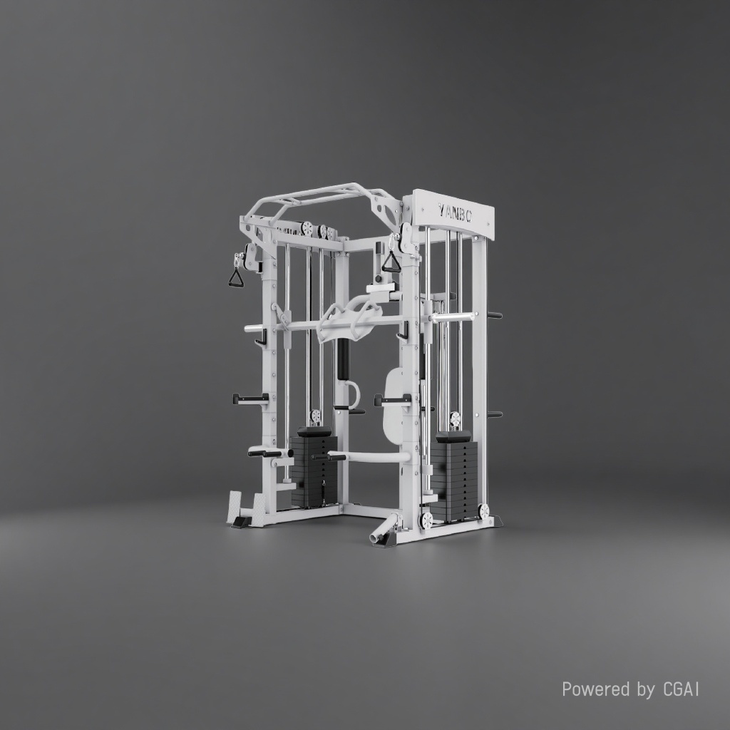 White multi-functional fitness rack, other fitness equipment, household adjustable training stand J004F Application Scenario