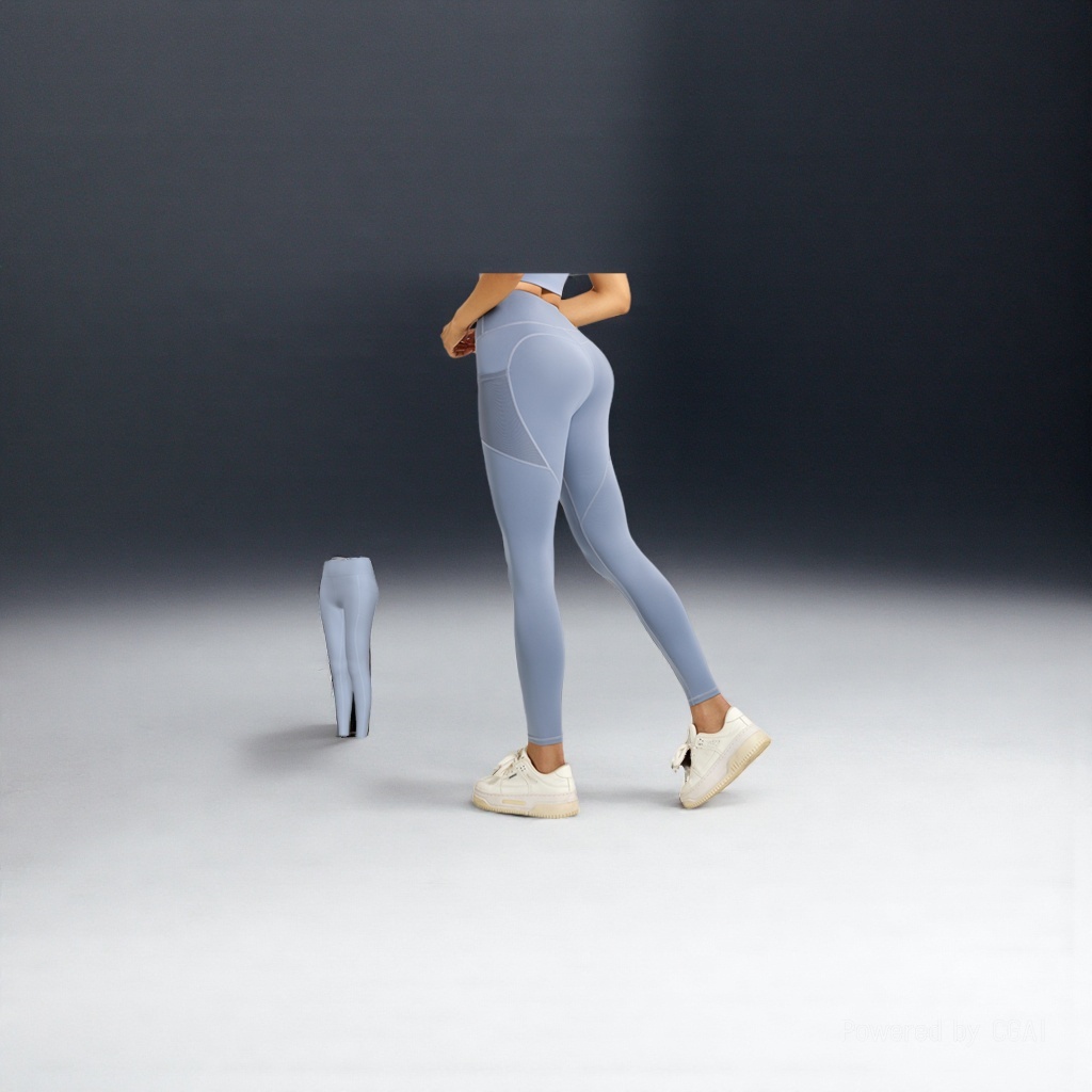 灰湖蓝瑜伽服女紧身户外瑜伽裤三件套