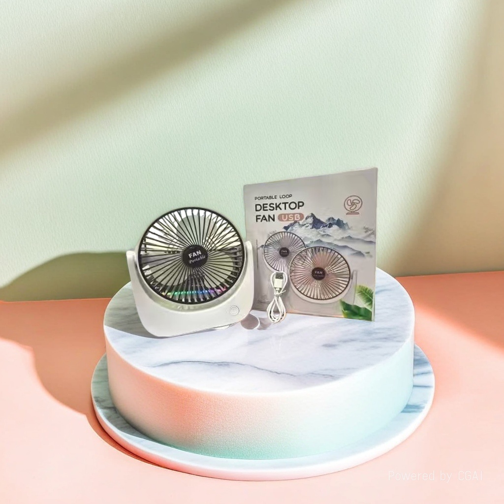 Hot-selling white desktop mini fan, other electric fans, mini silent, USB rechargeable details Picture
