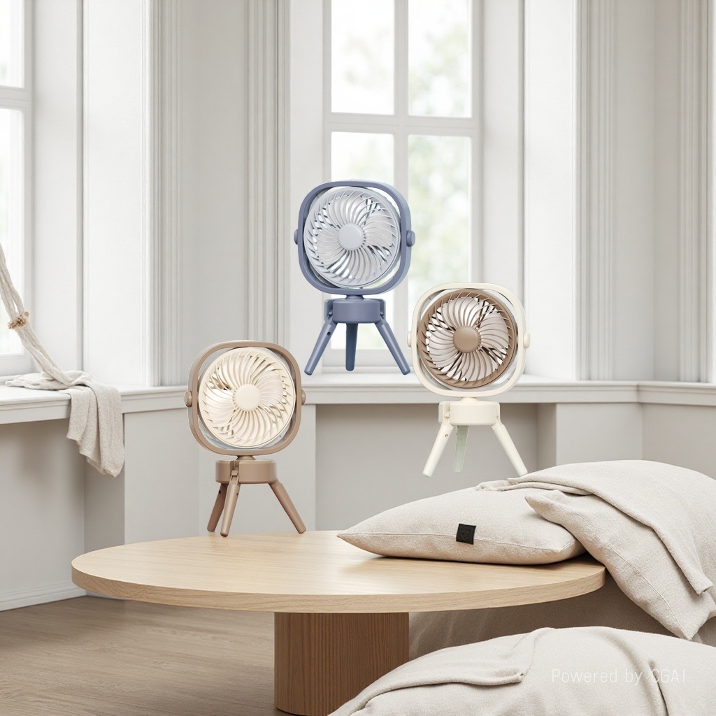 The foldable computer desk comes with a three-color selectable fan, a portable desktop electric fan with three speed Settings and a light mode