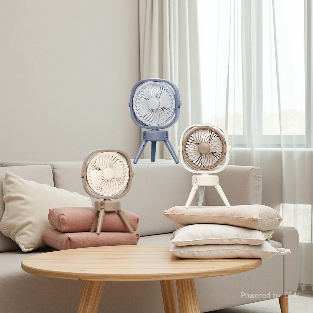 The foldable computer desk comes with a three-color selectable fan, a portable desktop electric fan with three speed Settings and a light mode details Picture