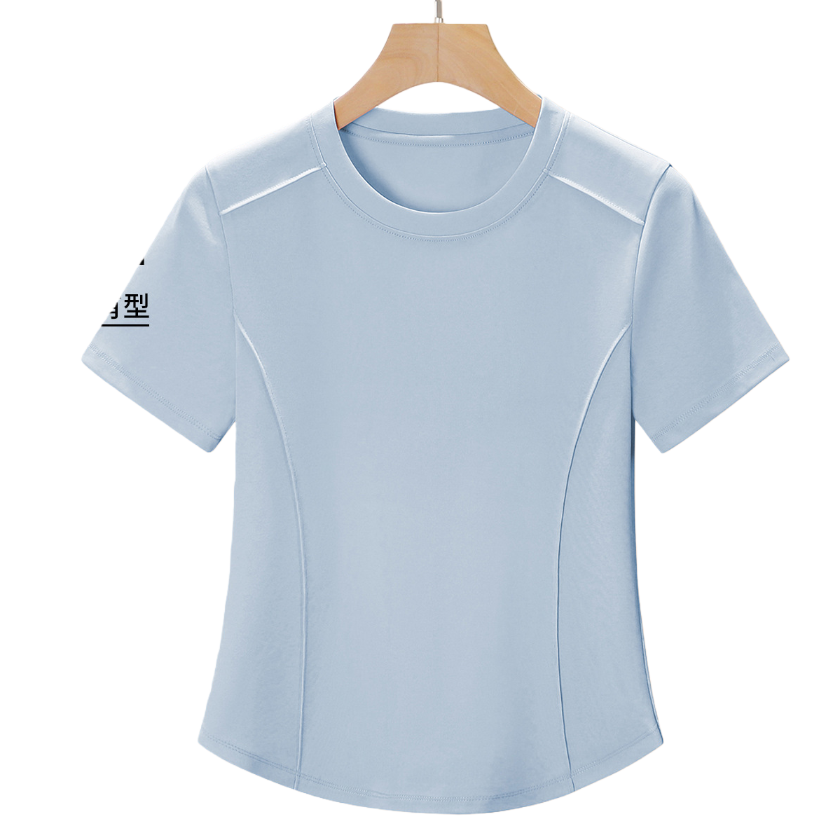 2026 Women's Wear mercerized cotton shoulder slimming short-sleeved T-shirt, women's design sense, niche and unique, fishbone anti-wrinkle top garment 105559697 Item Picture