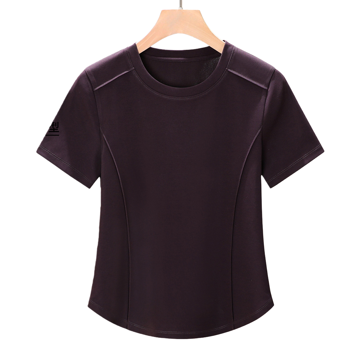 2026 Women's Wear mercerized cotton shoulder slimming short-sleeved T-shirt for women, with a unique and unique design sense, fishbone anti-wrinkle top. 105655966 Item Picture
