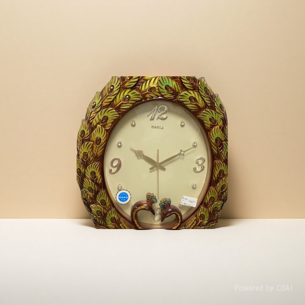Peacock-shaped acrylic wall watch, fashionable and simple for bedroom and living room. 094009152 Specification image