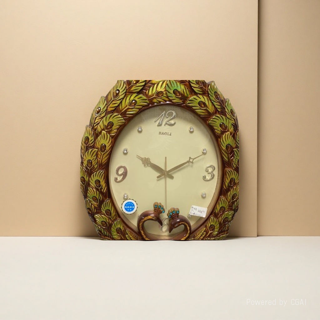 Peacock-shaped acrylic wall watch, fashionable and simple for bedroom and living room. 094009152 details Picture