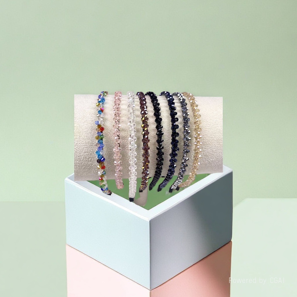 Colorful crystal children's fabric Christmas hairband, Korean-style spliced hair clip for women details Picture