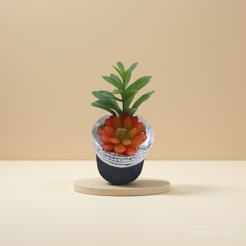 银黑相间陶瓷水培花盆透明多肉植物