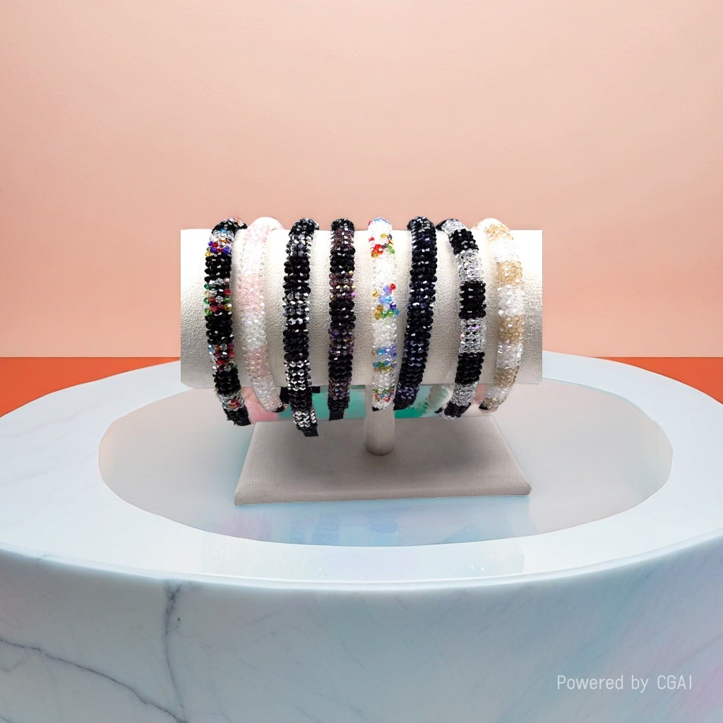Colorful beaded children's Christmas set cloth hairband, women's Korean-style spliced hairpin Specification image