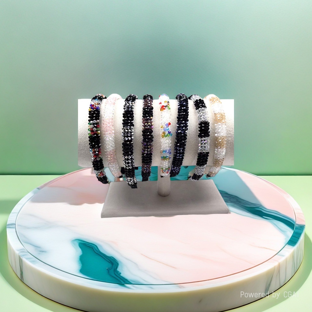 Colorful beaded children's Christmas set cloth hairband, women's Korean-style spliced hairpin Application Scenario
