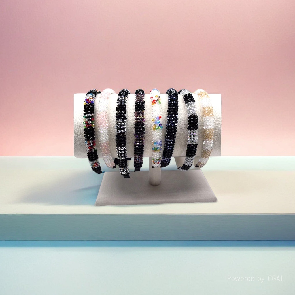 Korean-style color beaded fabric hair band for children, Christmas and women details Picture