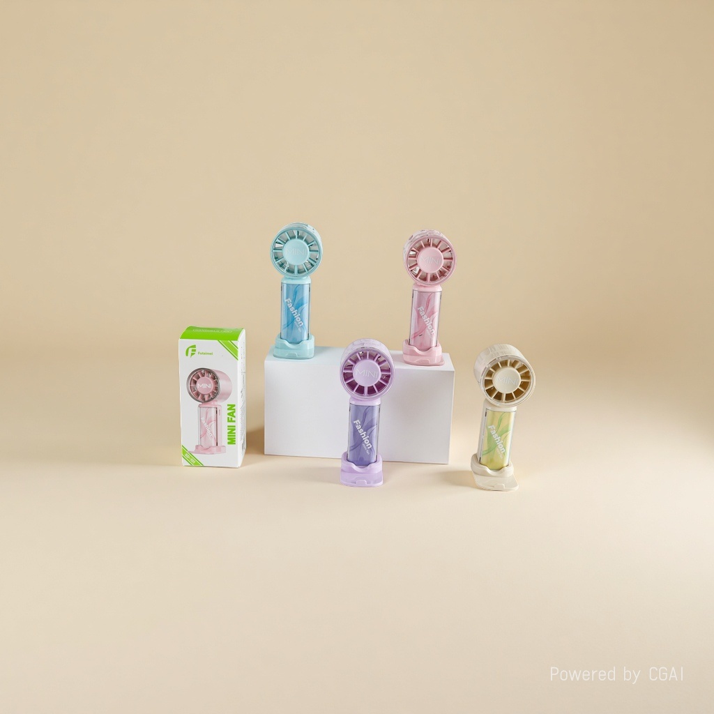 Simple and colorful mini handheld fan, portable handheld electric fan with multi-speed wind force and silent design details Picture