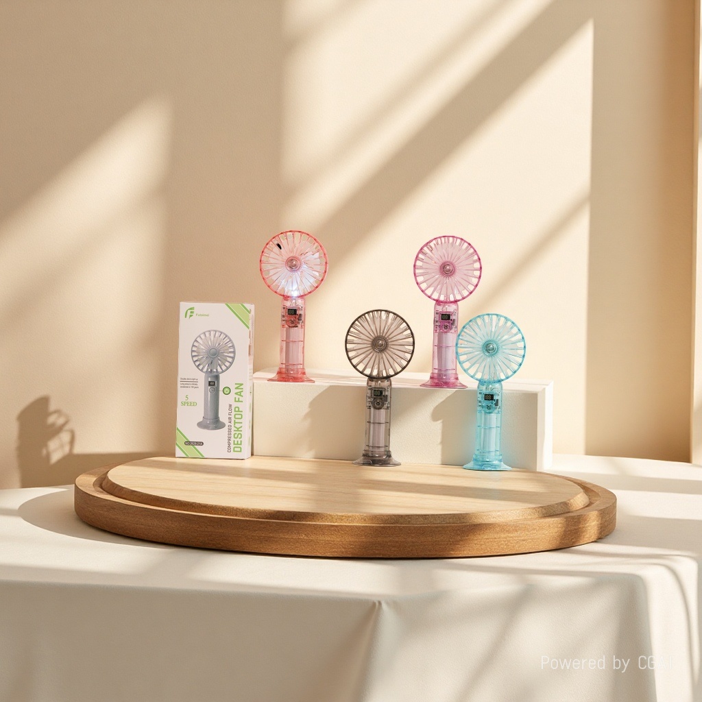 High-speed, simple and colorful portable desktop fan, handheld small fan Specification image