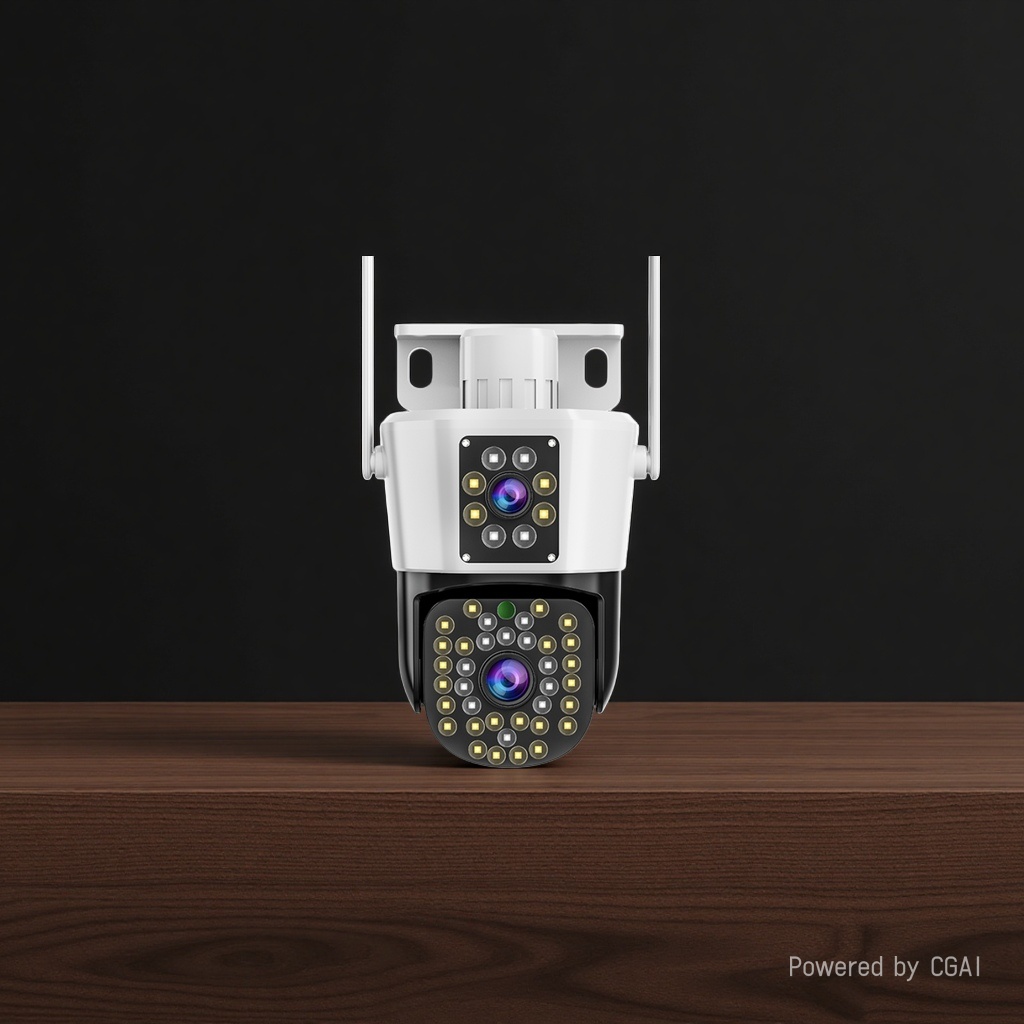 Solar-powered surveillance camera, white dual-lens outdoor surveillance lighting camera Application Scenario