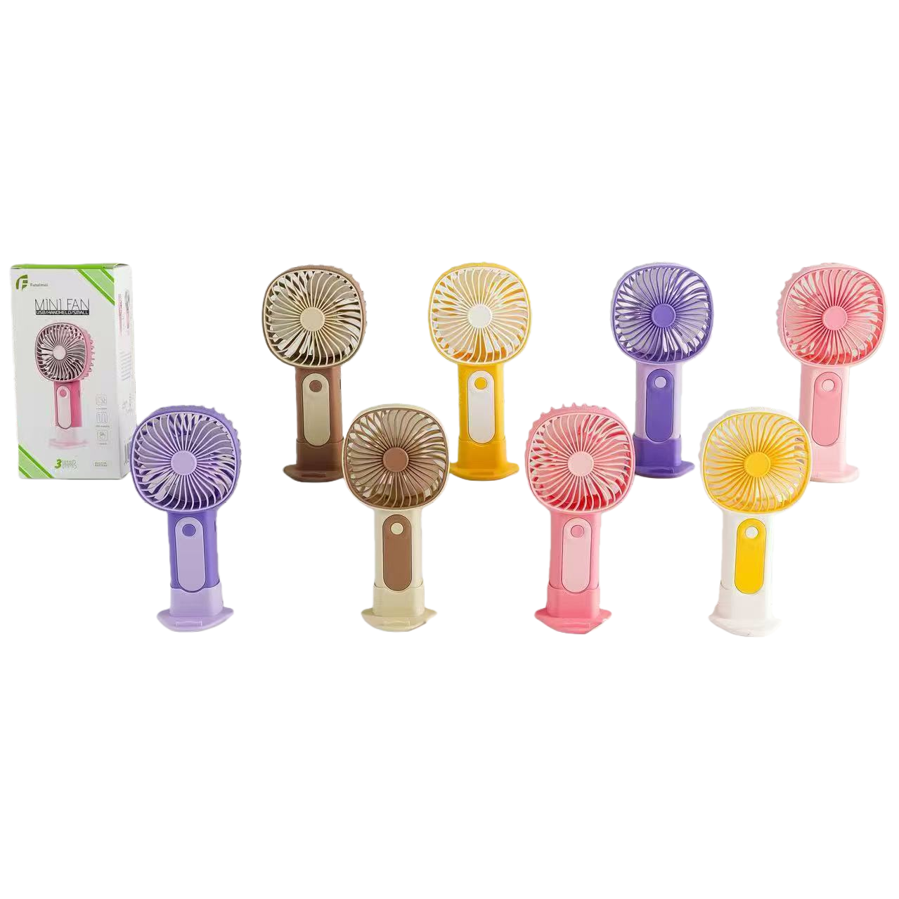 Mini handheld fan, color silicone silent small fan, portable USB charging, cool down in summer Item Picture