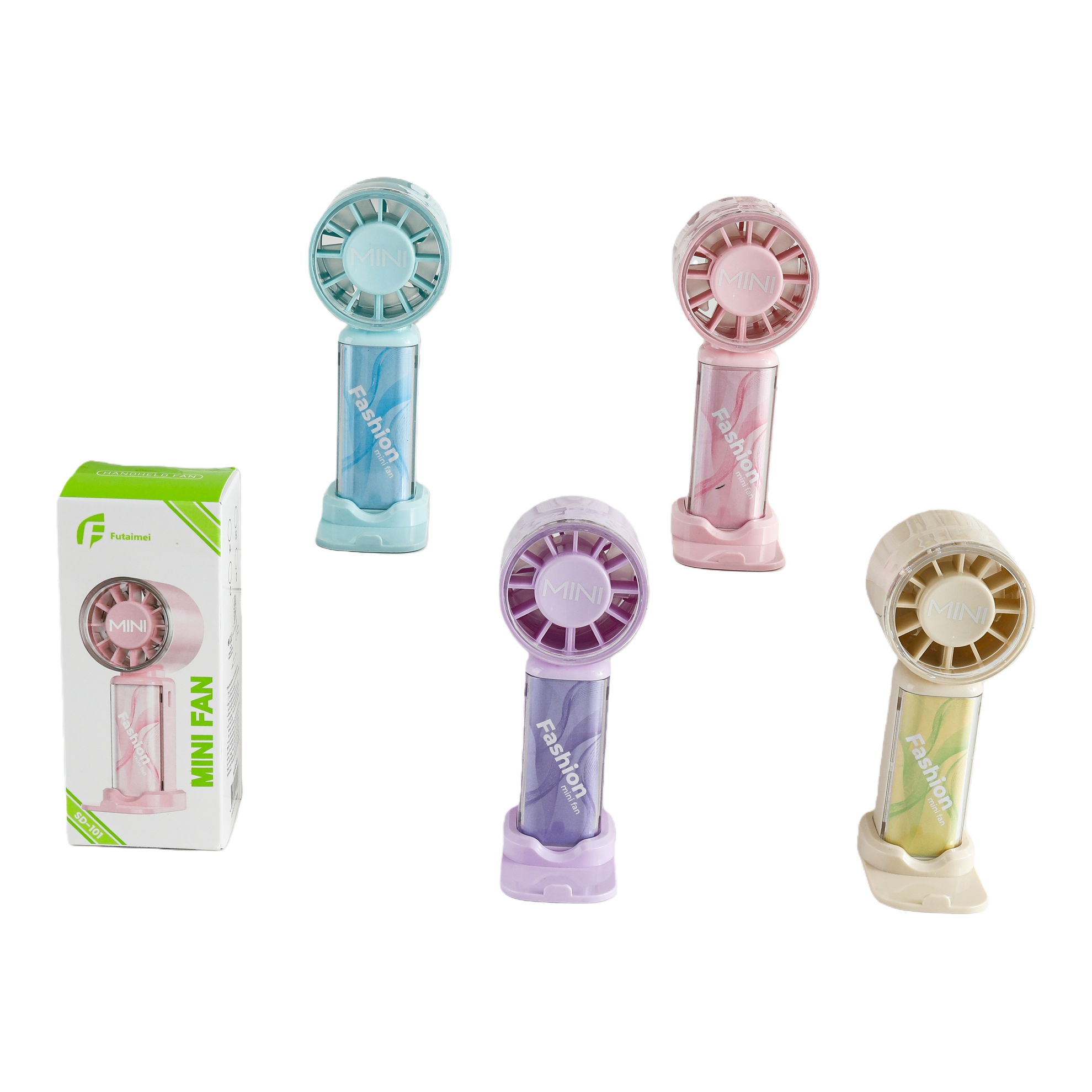 Simple and colorful mini handheld fan, portable handheld electric fan with multi-speed wind force and silent design Item Picture