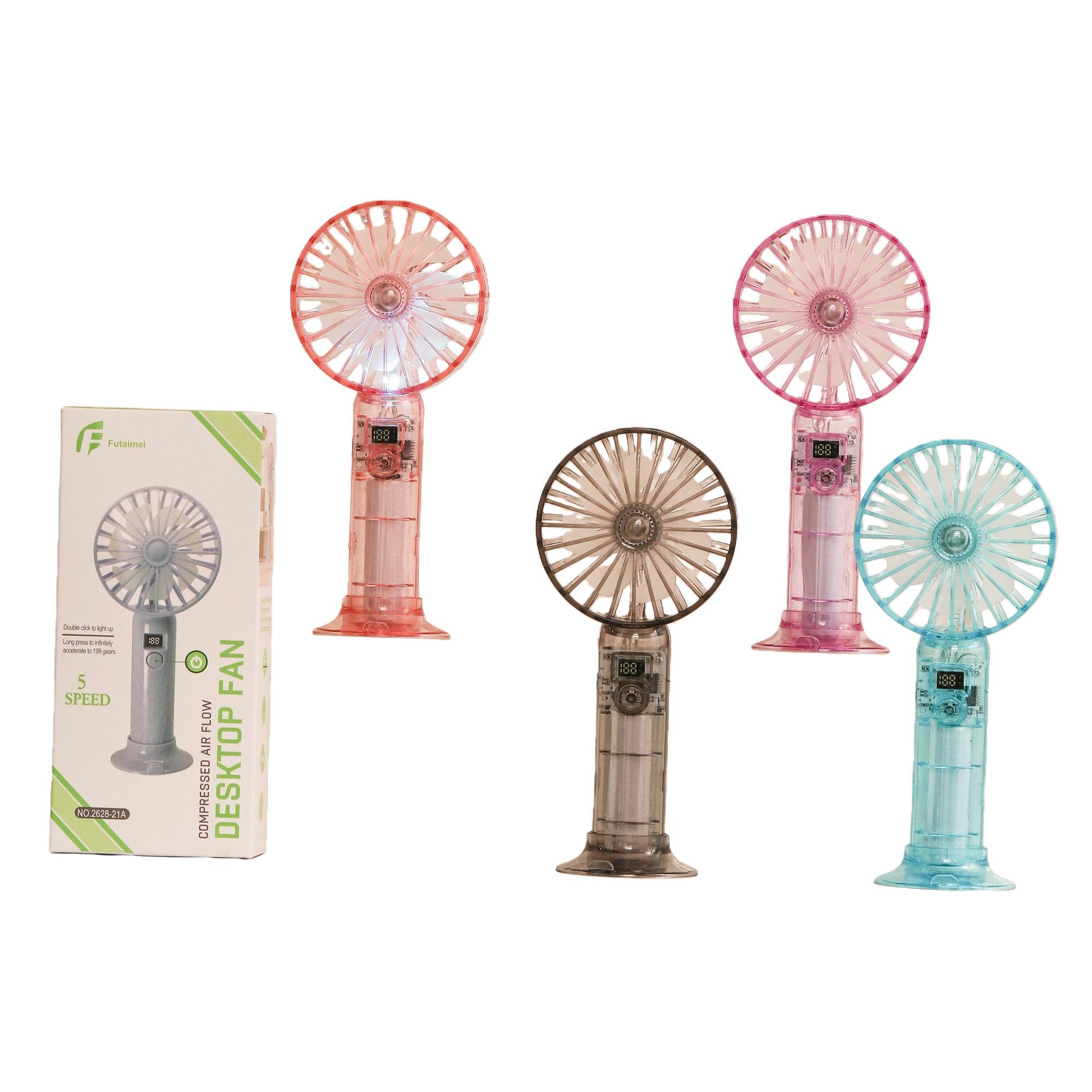 High-speed, simple and colorful portable desktop fan, handheld small fan Item Picture