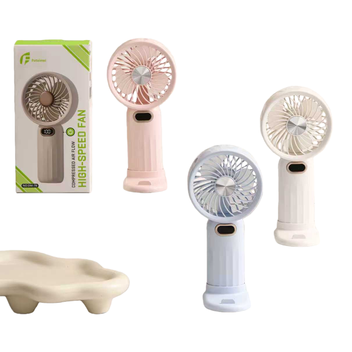 Simple USB mini handheld fan, pink, white and blue portable small fan Item Picture