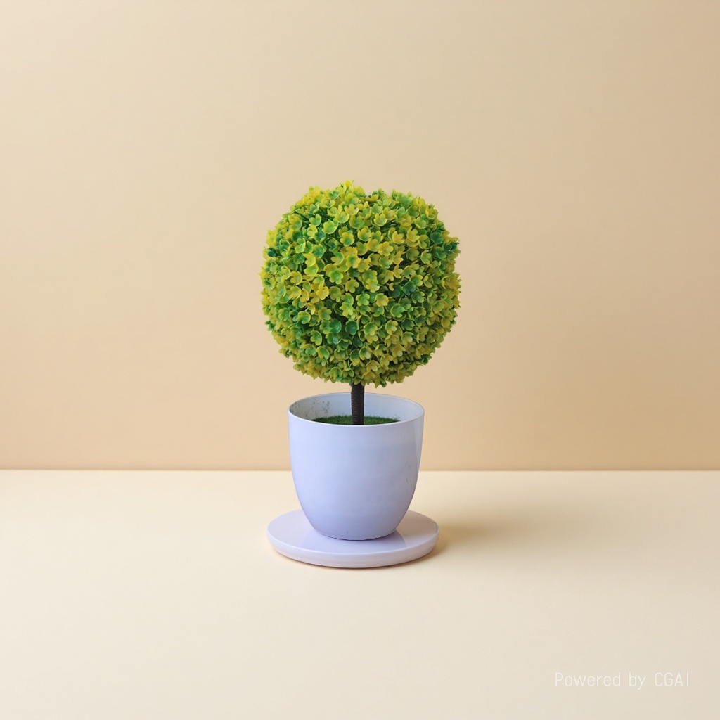 绿色黄花球形仿真盆栽绿植