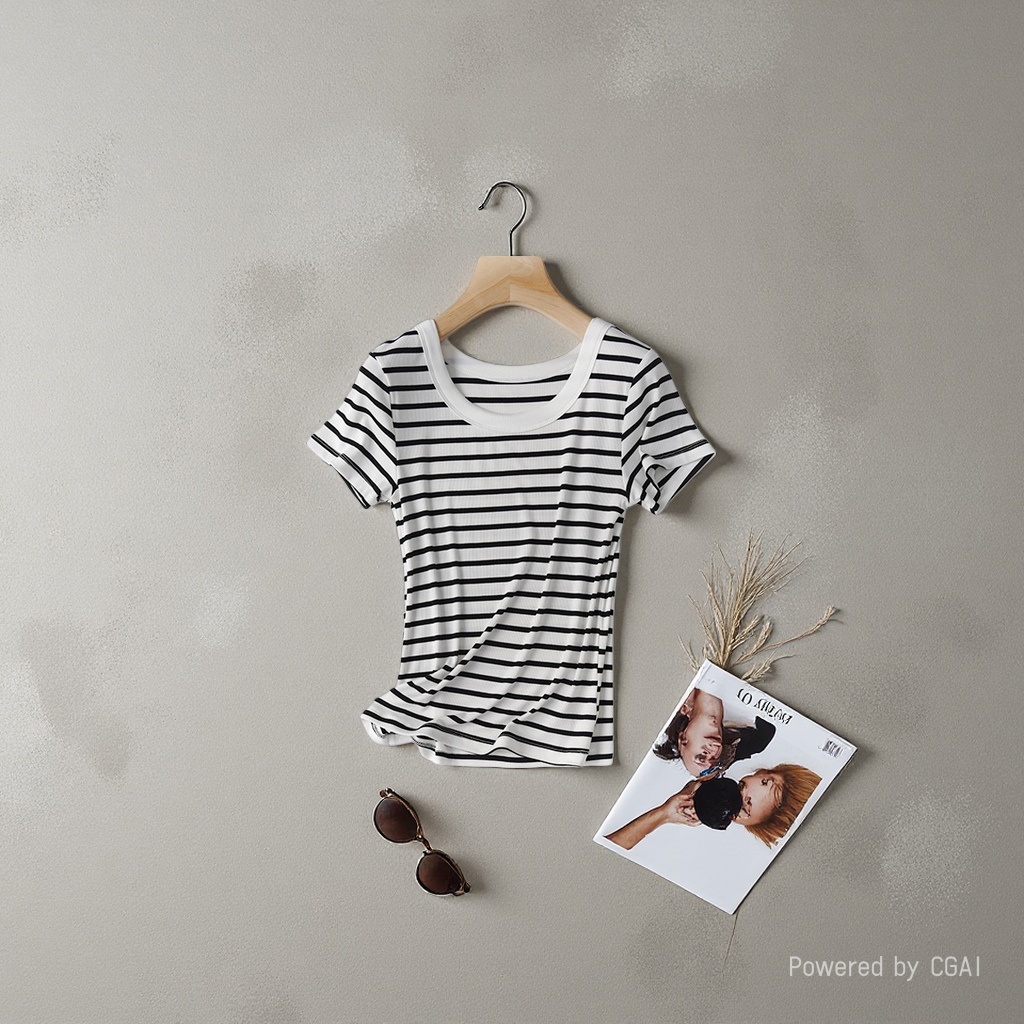 Close your eyes and get in the Tencel wool nude solid color, versatile, thin mid-seam, round-neck short-sleeved T-shirt, slimming base layer for women. 095548251 details Picture