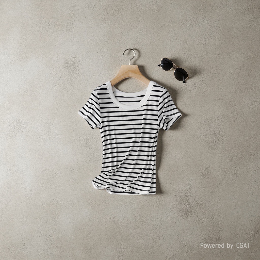 Close your eyes and get in the Tencel wool nude solid color, versatile, thin mid-seam, round-neck short-sleeved T-shirt, slimming base layer for women. 095548251 Application Scenario