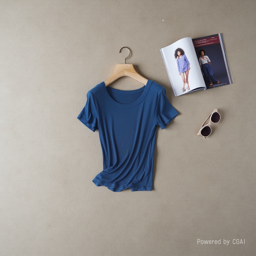 Close your eyes and get a solid color of Tencel wool with a nude feel. It's a versatile, thin, round-neck short-sleeved T-shirt with a middle seam. It's a slimming base layer for women. Tel: 095713783 Specification image