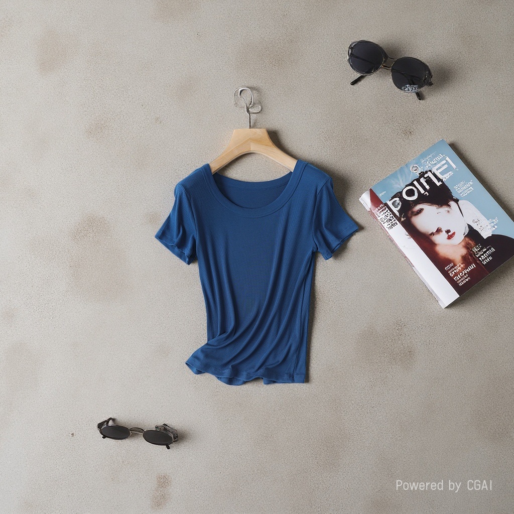 Close your eyes and get a solid color of Tencel wool with a nude feel. It's a versatile, thin, round-neck short-sleeved T-shirt with a middle seam. It's a slimming base layer for women. Tel: 095713783 details Picture