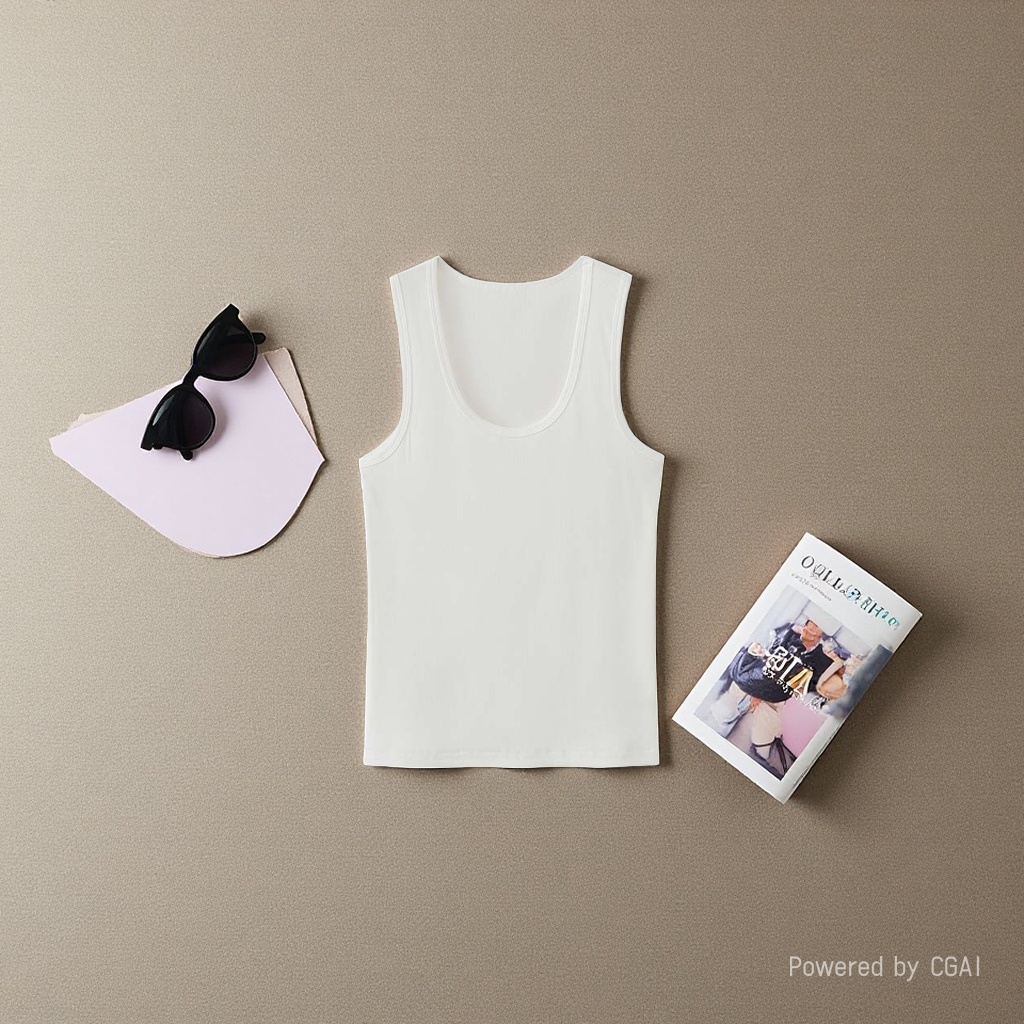 Women in summer wear a simple and comfortable sleeveless halter top with dopamine as the outer layer details Picture