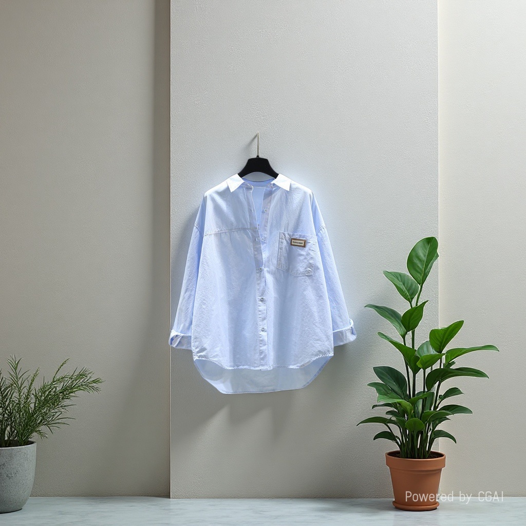 Cotton long-sleeved shirt women's 2025 Spring and Autumn new style fashionable loose version, elegant and versatile solid color cardigan shirt women's coat details Picture