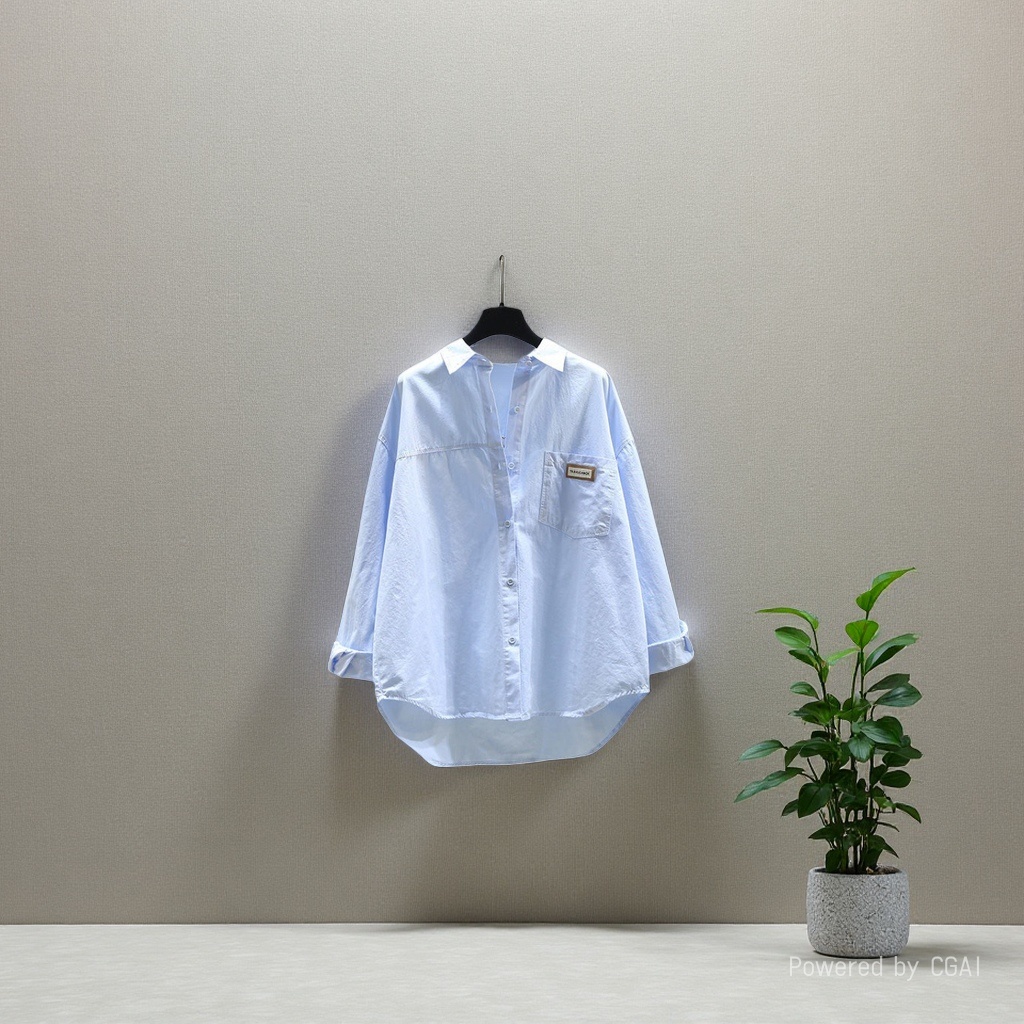Cotton long-sleeved shirt women's 2025 Spring and Autumn new style fashionable loose version, elegant and versatile solid color cardigan shirt women's coat