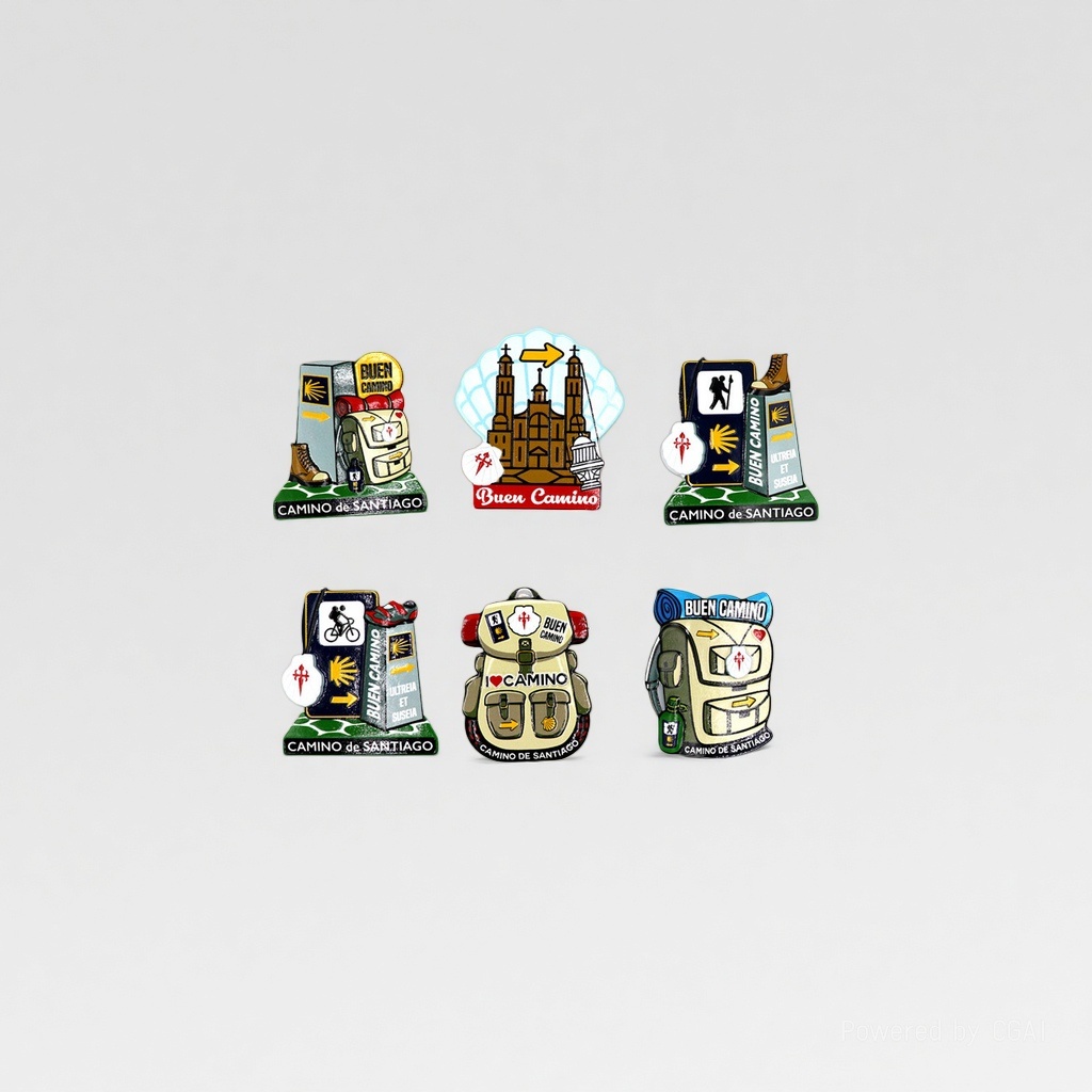 Customized resin fridge magnets for export to Spain, Santiago Pilgrimage Route tourist souvenirs, magnetic fridge magnets Item Picture
