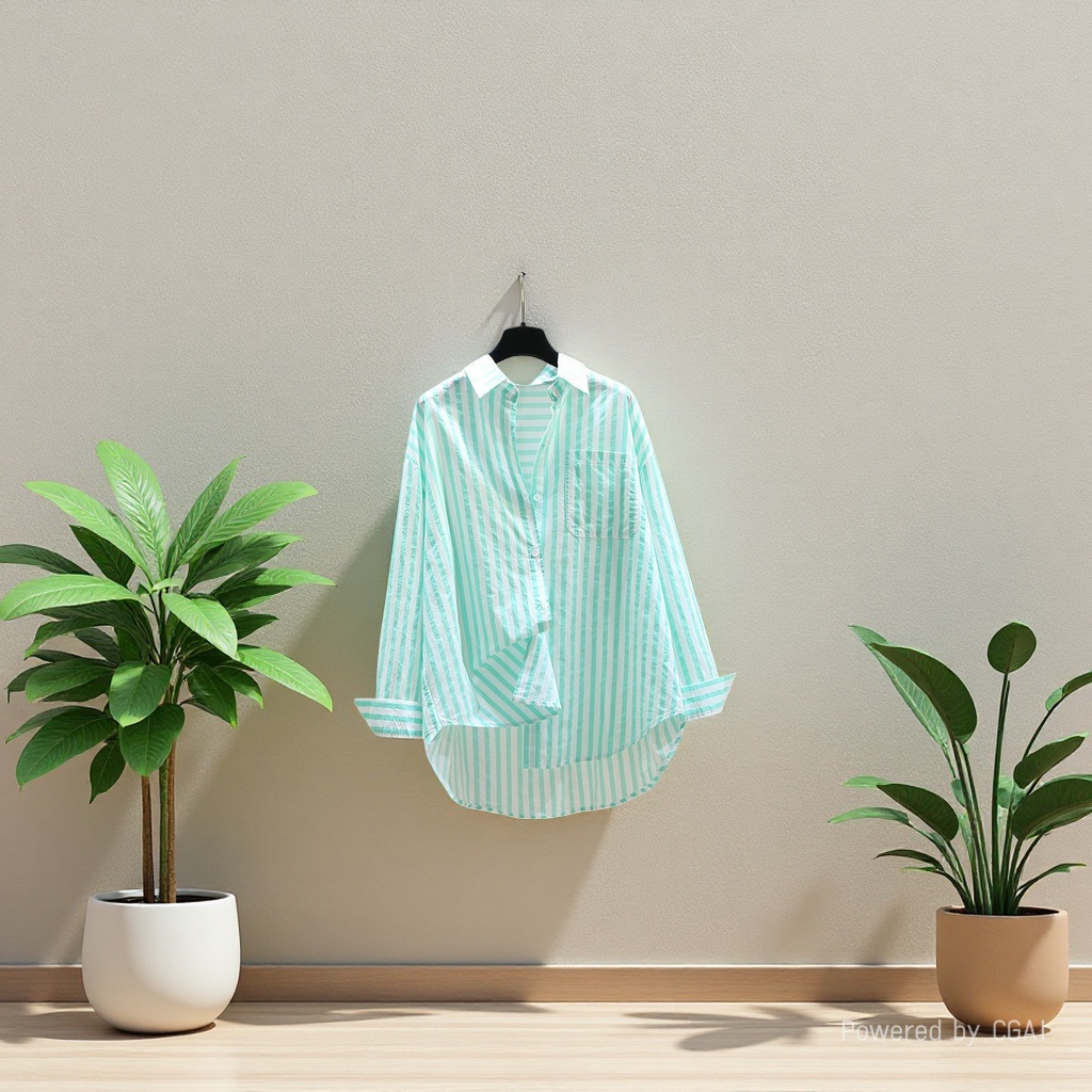 Cotton long-sleeved shirt for women 2025 Spring and Autumn New style, fashionable loose version, elegant and versatile solid color cardigan shirt for women, coat 105637190 details Picture