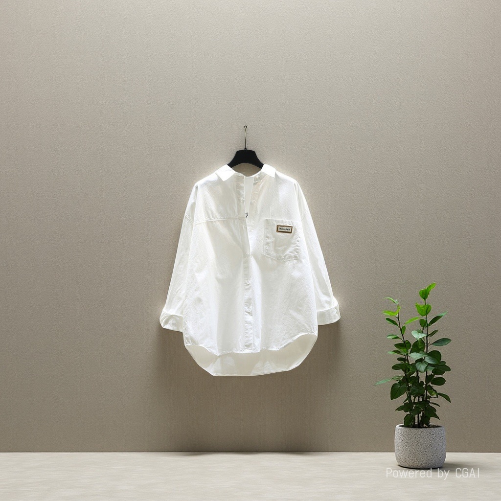 Cotton long-sleeved shirt for women 2025 Spring and Autumn New style, fashionable loose version, elegant and versatile solid color cardigan shirt for women, coat 105533003