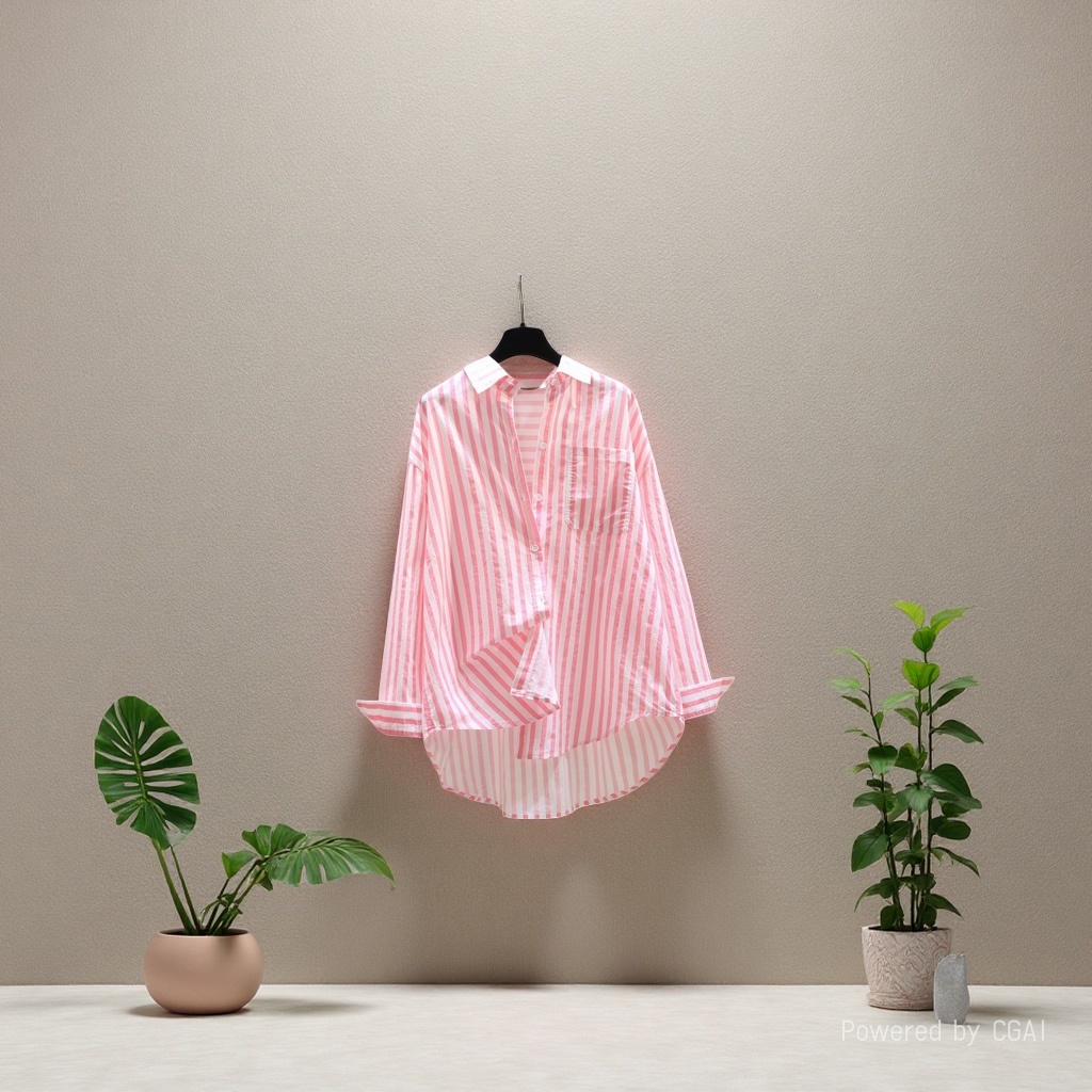 Cotton long-sleeved shirt for women 2025 Spring and Autumn New style, fashionable loose version, elegant and versatile solid color cardigan shirt for women, 110332300