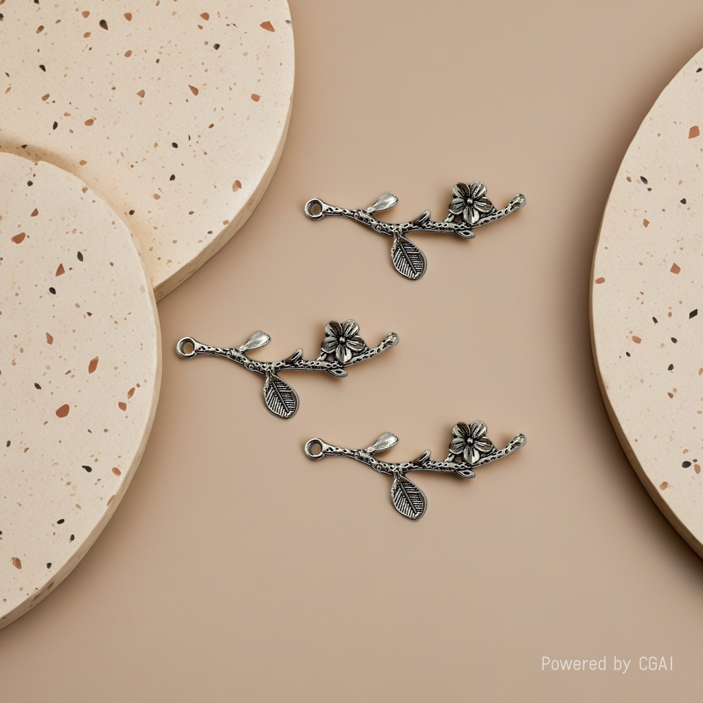 DIY zinc alloy jewelry accessories, double hanging plum blossom pendants, keychains, display stands, accessories, connectors, necklaces