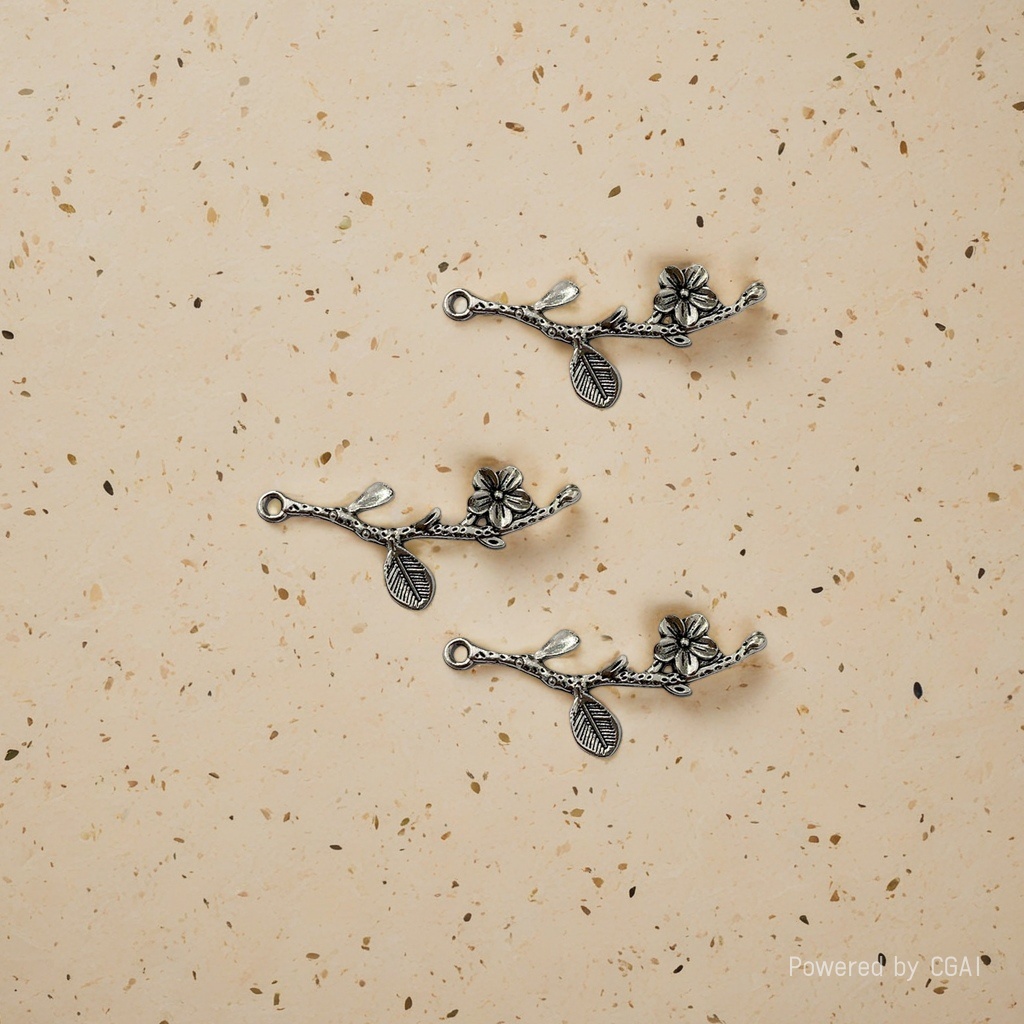 DIY zinc alloy jewelry accessories, double hanging plum blossom pendants, keychains, display stands, accessories, connectors, necklaces Specification image