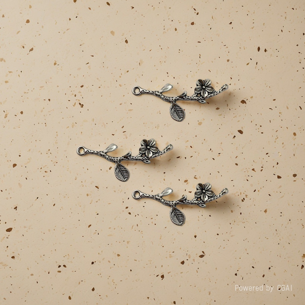 DIY zinc alloy jewelry accessories, double hanging plum blossom pendants, keychains, display stands, accessories, connectors, necklaces details Picture