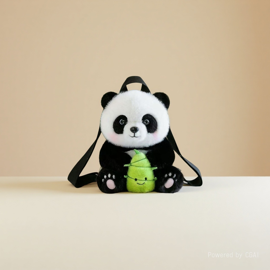 A cute and plush backpack in the shape of a national trend panda, suitable for children and students to commute and relax