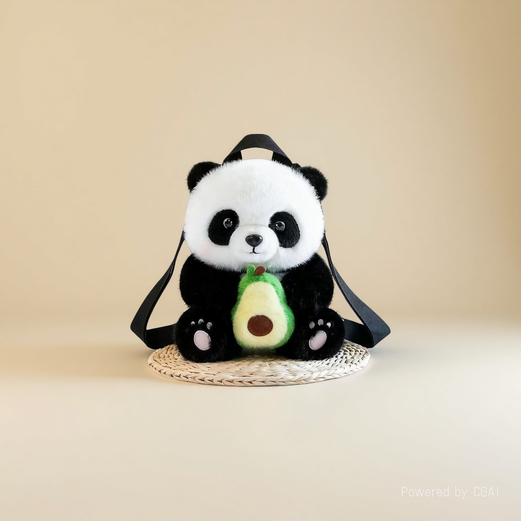 Wholesale of cute and trendy avocado panda plush toy bags and children's storage backpacks Specification image