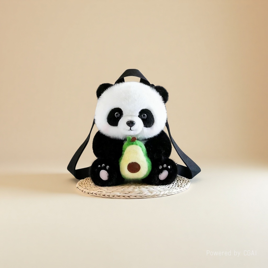 Wholesale of cute and trendy avocado panda plush toy bags and children's storage backpacks