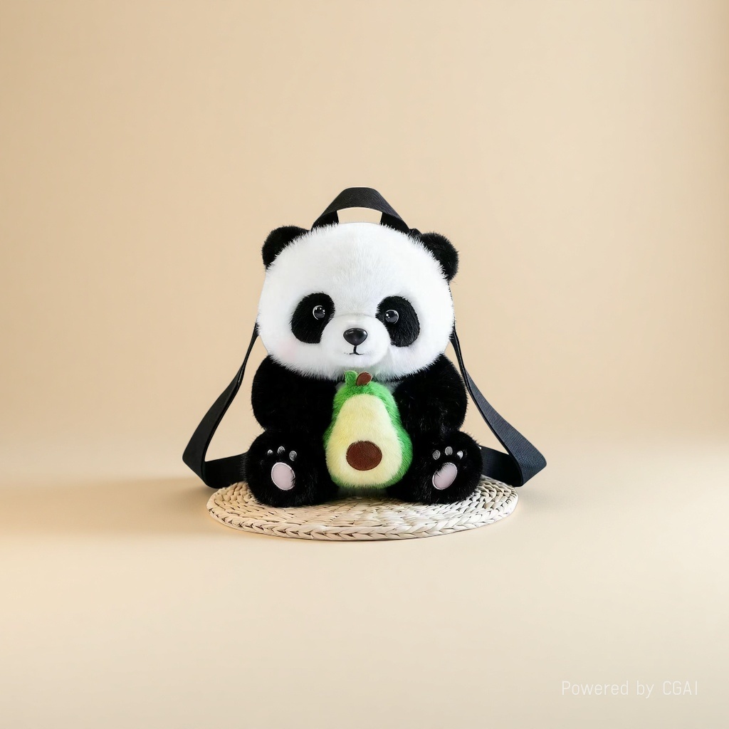 Wholesale of cute and trendy avocado panda plush toy bags and children's storage backpacks Application Scenario