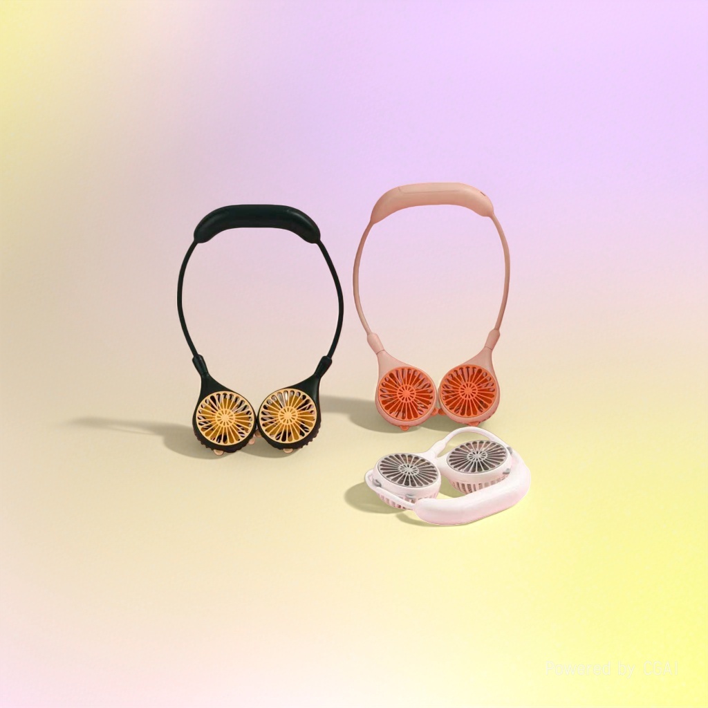 The hot-selling mini neck-mounted electric fan is available in black, beige and white Specification image