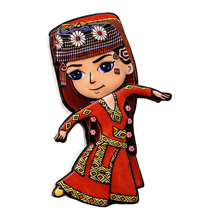 Xinjiang cultural and creative refrigerator stickers, Uyghur resin relief magnetic stickers, ethnic style urban cultural and creative souvenirs and gifts Item Picture